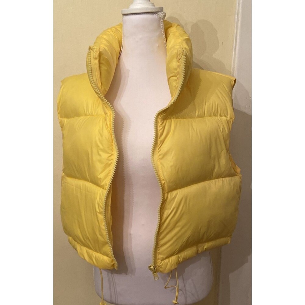 Yellow Puffer Vest Easel Brand New Womens size Large Bright Adjustable Zipper Up